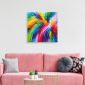 Farbenfrohe, zeitgenössische Abstrakte Kunst Leinwanddruck (Insitu (Wohnzimmer))