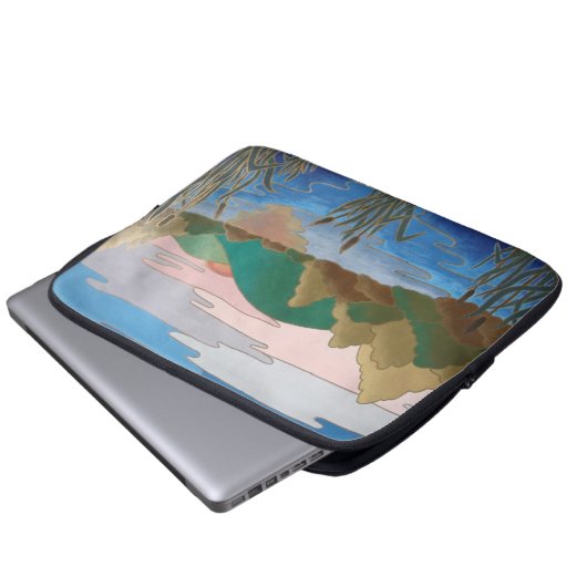 farbenfrohe zeitgenössische abstrakte Kunstlandsch Laptopschutzhülle (Vorne Knopf)