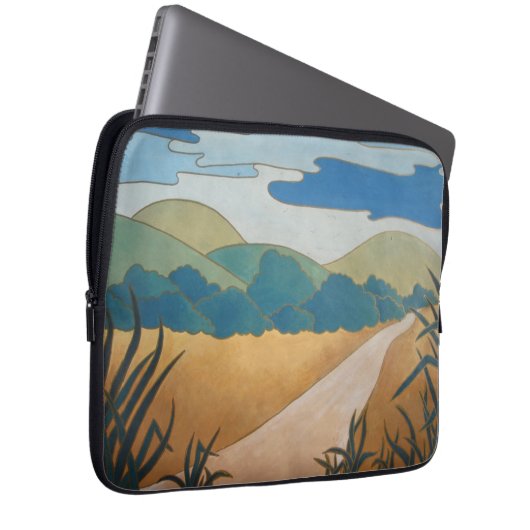 farbenfrohe zeitgenössische abstrakte landschaftli laptopschutzhülle (Vorne Rechts)