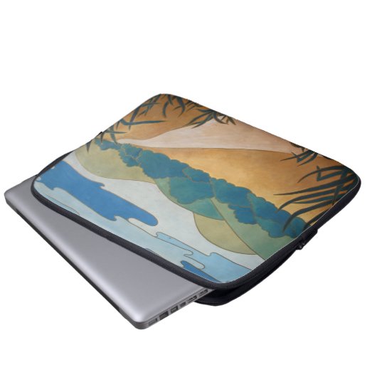 farbenfrohe zeitgenössische abstrakte landschaftli laptopschutzhülle (Vorne Knopf)