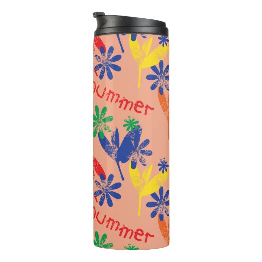 Farbenfrohe zeitgenössische Blumenkollektion mit h Thermosbecher (Nach rechts gedreht)