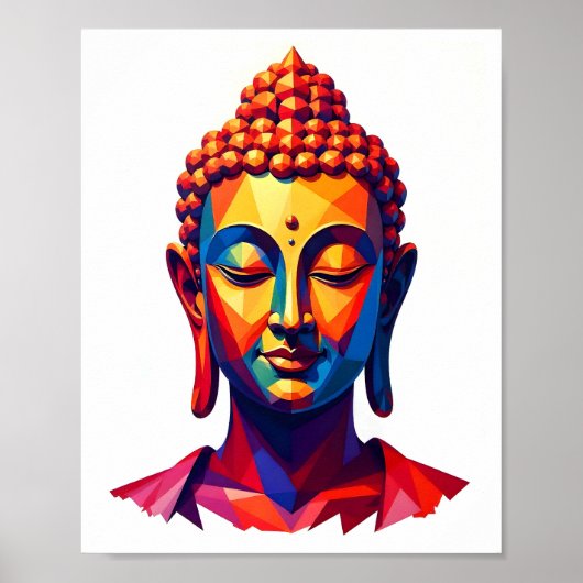Farbenfrohe, zeitgenössische Geometrie Buddha Poster (Vorne)