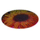 farbenfrohe zeitgenössische große gelbe Sonnenblum Schneidebrett (Ecke)