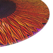 farbenfrohe zeitgenössische große gelbe Sonnenblum Schneidebrett (Ecke)