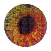 farbenfrohe zeitgenössische große gelbe Sonnenblum Schneidebrett (Vorderseite)