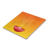 Farbenfrohe zeitgenössische Rote Deepa Diwali Fliese (Seite)