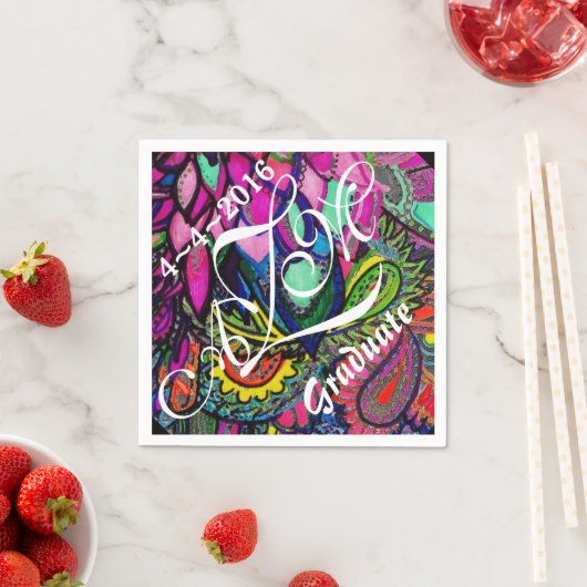 Farbenfrohe Zen Tangle Monogram Napkins Serviette (Beispiel)