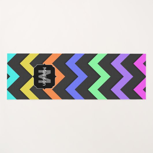 Farbenfrohe Zickzack Coole Summer Fun Muster Monog Yogamatte (Vorderseite (Horizontal))
