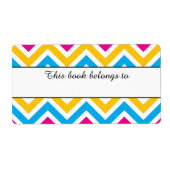 Farbenfrohe Zickzack "Dieses Buch gehört zu"-Label (Vorne)
