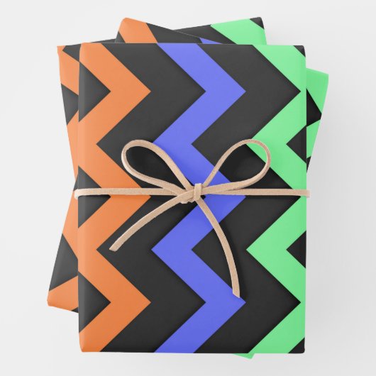 Farbenfrohe Zickzack lebendige Coole Sommerkulisse Geschenkpapier Set (Beispiel)