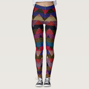 Farbenfrohe Zickzack moderne Leder #18 Leggings