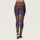 Farbenfrohe Zickzack Musterschablone Leggings (Rückseite)
