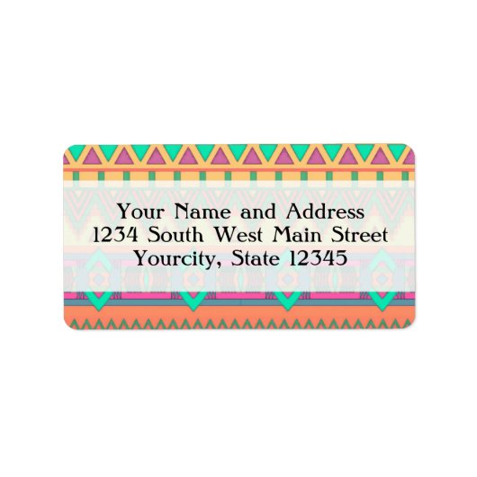 Farbenfrohe Zickzack Zig Zag Tribal Aztec Ikat Mus Adressaufkleber (Vorne)