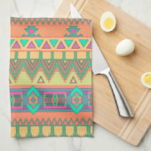 Farbenfrohe Zickzack Zig Zag Tribal Aztec Ikat Mus Handtuch (Viertel Falte)
