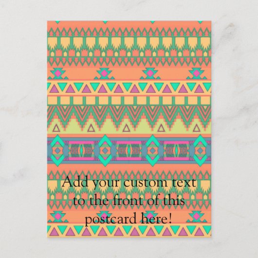 Farbenfrohe Zickzack Zig Zag Tribal Aztec Ikat Mus Postkarte (Vorderseite)