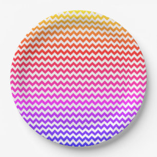 Farbenfrohe Zickzack Zigzag Muster #130 Pappteller