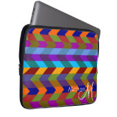 Farbenfrohe Zickzack Zigzag Muster Custom Monogram Laptopschutzhülle (Vorne Rechts)