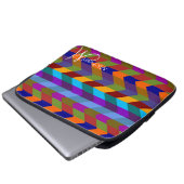 Farbenfrohe Zickzack Zigzag Muster Custom Monogram Laptopschutzhülle (Vorne Knopf)