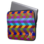 Farbenfrohe Zickzack Zigzag Muster Custom Monogram Laptopschutzhülle (Vorderseite Links)
