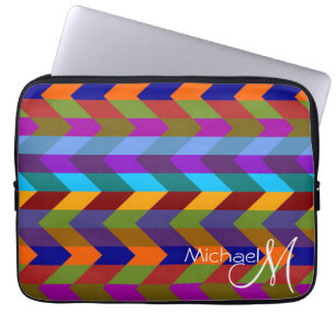 Farbenfrohe Zickzack Zigzag Muster Custom Monogram Laptopschutzhülle