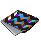 Farbenfrohe Zickzack Zigzag Muster Custom Monogram Laptopschutzhülle (Vorne Knopf)