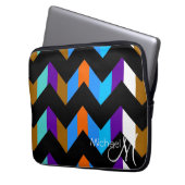 Farbenfrohe Zickzack Zigzag Muster Custom Monogram Laptopschutzhülle (Vorderseite Links)