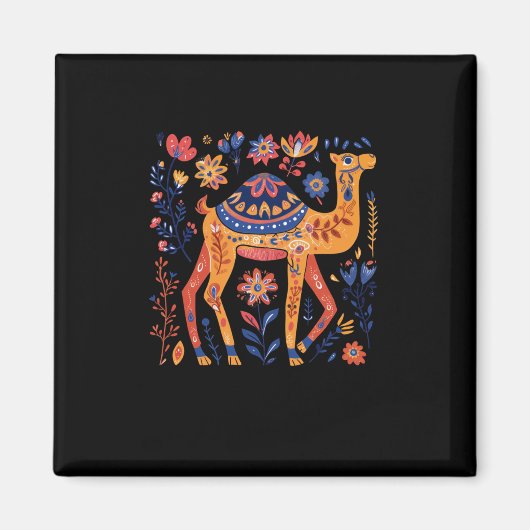 Farbenfrohe ZierkamelIllustration Magnet (Vorne)