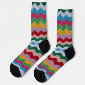 Farbenfrohe Zig Zag Crochet Socks Socken (Linkes Detail)