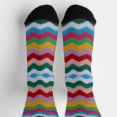 Farbenfrohe Zig Zag Crochet Socks Socken (Oben)