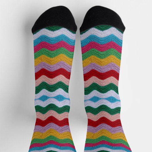 Farbenfrohe Zig Zag Crochet Socks Socken (Oben)