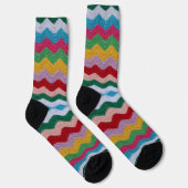 Farbenfrohe Zig Zag Crochet Socks Socken (Rechts)