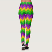 Farbenfrohe Zig Zag Streifen Mardi Gras Karneval P Leggings (Rückseite)