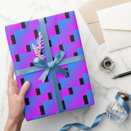 Farbenfrohe Zigzag Lila Pink Blue Black 4Nelson Geschenkpapier