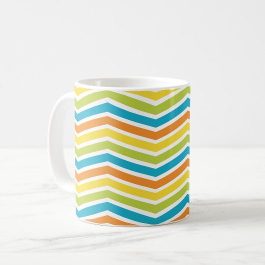 Farbenfrohe ZigZag Lines Kaffeetasse (Vorderseite Links)
