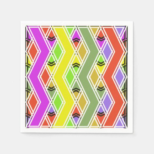 Farbenfrohe Zigzag Lines Paper Napkins Serviette (Vorderseite)