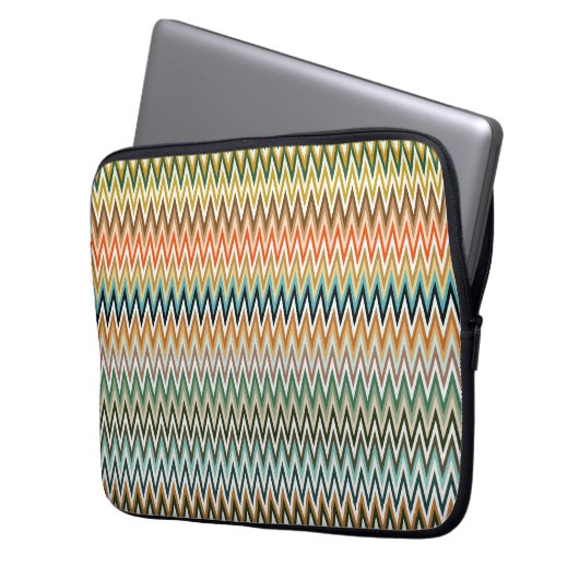 Farbenfrohe Zigzag Multicolor Muster Laptopschutzhülle (Vorderseite Links)
