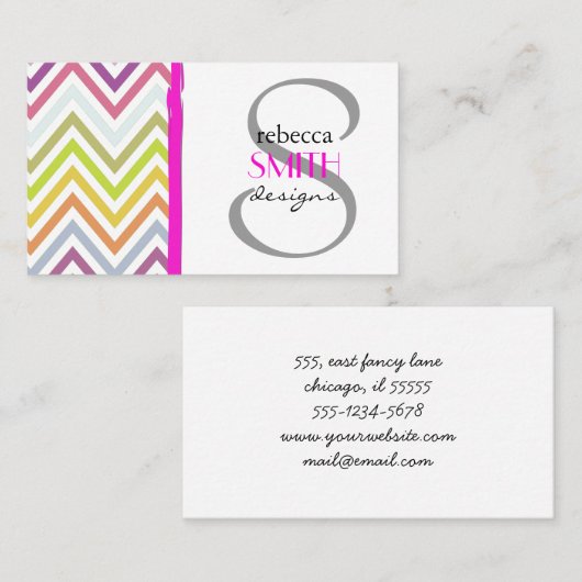 Farbenfrohe Zigzag, Regenbogen Zigzag, farbenfrohe Visitenkarte (Vorne/Hinten)