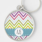 Farbenfrohe Zigzag, Regenbogen Zigzag, Zickzack, M Schlüsselanhänger (Vorne)