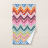 Farbenfrohe Zigzag Retro Zickzack Badhandtuch Set (Handtuch)