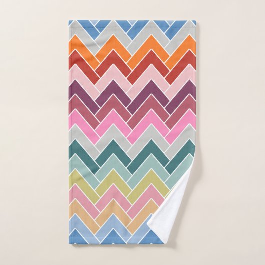 Farbenfrohe Zigzag Retro Zickzack Badhandtuch Set (Handtuch)