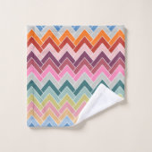 Farbenfrohe Zigzag Retro Zickzack Badhandtuch Set (Waschlappen)