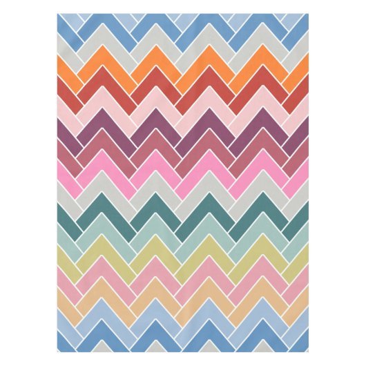 Farbenfrohe Zigzag Retro Zickzack Tischdecke (Vorderseite)
