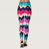 Farbenfrohe Zigzag Zickzack Muster Leggings (Rückseite)