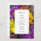 Farbenfrohe Zinnia-Blume Hochzeit Einladung (Vorderseite)