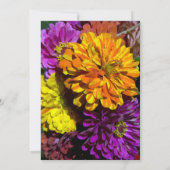 Farbenfrohe Zinnia-Blume Hochzeit Einladung (Rückseite)