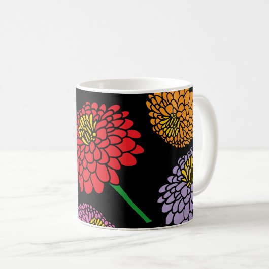 Farbenfrohe Zinnia-Blume individuelle Lieblings-Ka Kaffeetasse (VorderseiteRechts)