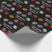 Farbenfrohe Zinnia-Blume zeichnete Brauch Geburtst Geschenkpapier (Ecke)