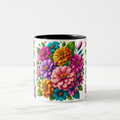 Farbenfrohe Zinnia & Cosmos Mix Zweifarbige Tasse (Mittel)