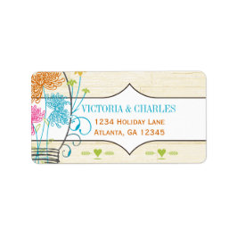 Farbenfrohe Zinnia Mason Jar Wild Blume Wedding Adressaufkleber