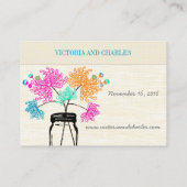 Farbenfrohe Zinnia Mason Jar Wild Blume Wedding Platzkarte (Rückseite)